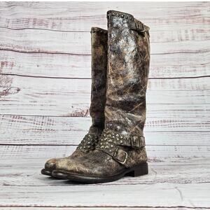 Frye Distressed Leather Heeled Boots - Brown